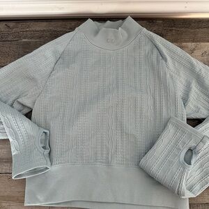 ALO Yoga Light Blue Cable Knit Cowl Sweater